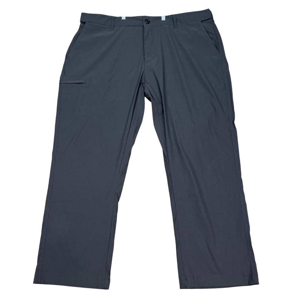 UB Tech Classic Fit Pants Men Dark Gray 42x30 Flat Front Performance Stretch EUC